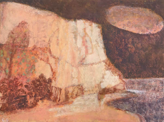 Carsten Gille, Ponto Final, 2023 <br /> Öl auf Karton, 38,4 x 51 cm, Rahmen optional 25 € <br /> <strong>Startpreis 750, € </strong><br />