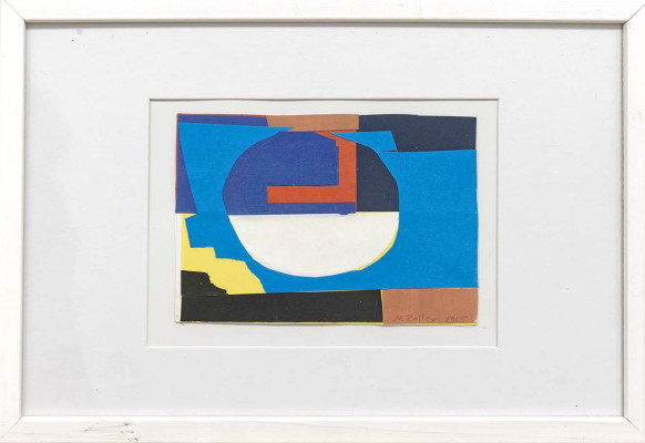 Manfred Zoller, Roter Winkel, 2025 <br /> Collage, 10,5 x 15 cm, Rahmen optional 5 € <br /><strong> Startpreis 200 € </strong>