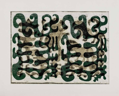 Helga Höhne, o.T. (Tiere), 2022 <br /> Holzschnitt doppelt, 30 x 42 cm, <br /><strong> Startpreis 160 € </strong>