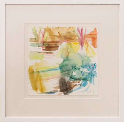 Denise Richardt, Am Wasser, 2025<br />Aquarell, 24 x 24 cm, Rahmen optional 20 € <br /><strong> Startpreis 310 €</strong>