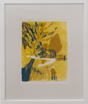 Carsten Gille, Die Hütte II, 2025 <br /> Siebdruck, 30 x 23 cm, E.A. Rahmen optional 25 € <br /><strong> Startpreis 180 € </strong>