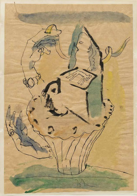 Joachim John, o.T., o.J. <br /> Federzeichnung aquarelliert, 22,5 x 31 cm <br /><strong> Startpreis 240 € </strong>