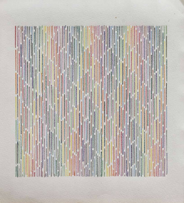 Horst Bartnig, 585 Unterbrechungen, 1989 <br /> Prägedruck, 23 x 23 cm, in 14 Farben <br /><strong> Startpreis 260 € </strong>