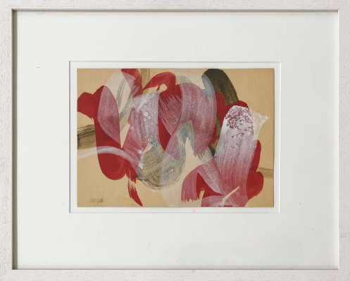 Monika Meiser, Schwerelos, 2018 <br /> Pigment/Acryl auf Pappe, 20,8 x 29,6 cm, Rahmen optional 20 € <br /><strong> Startpreis 350 € </strong>