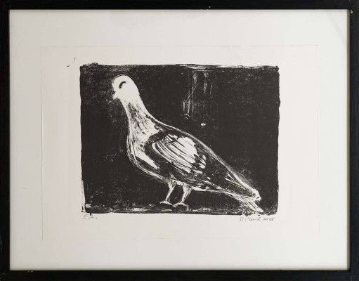Sebastian Paul, Taube IV, 2025 <br /> 36 x 52 cm E.A. Rahmen optional 50 € <br /><strong> Startpreis 250 € </strong>