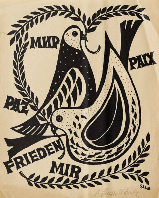 Paul Schulz-Liebisch, Frieden, 1956 <br /> Offset, 32 x 25,5 cm, <br /><strong> Startpreis 40 € </strong> <br /><strong>VERKAUFT</strong>