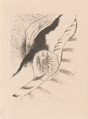 Wolf Leo, o.T., 1986 <br /> Siebdruck, 50 x 37 cm, III /10/35, Vorderseite Widmung <br /><strong> Startpreis 50 € </strong>