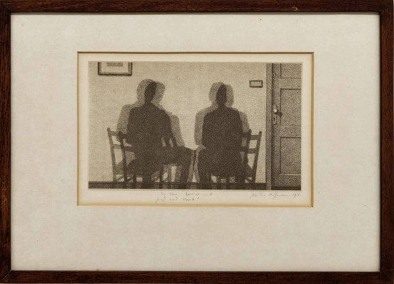 Martin Hoffmann, o.T., 1986 <br /> vermutlich Lithografie, 33 x 46 cm, Vorderseite Widmung Rahmen optional 30 <br /><strong> Startpreis 80 € </strong>