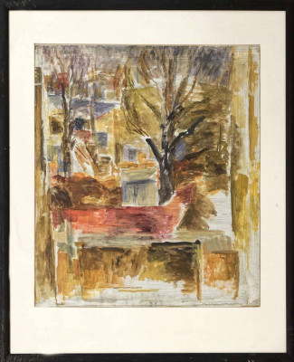 Christa Böhme, Landschaft, <br />Tempera/Mischtechnik auf Pappe, 80 x 70 cm, Rahmen optional 100 € <br /><strong> Startpreis 1.500 € </strong><br /><strong>VERKAUFT</strong>