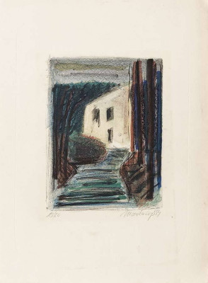 Marika Voß, o.T., 1989 <br />Farblithographie, 18/20, 30 x 21,5 cm <br /><strong> Startpreis 180 € </strong><br /><strong>VERKAUFT</strong>