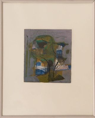 Regina Conrad, Stadtbaum im Wind, 2025 <br /> Mischtechnik auf Papier, 22,5 x 20 cm, Rahmen optional 20 € <br /><strong> Startpreis 280 € </strong>