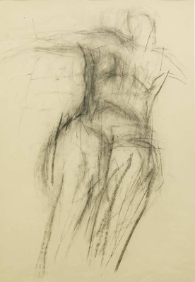 Sylvia Hagen, o.T. (Akt sitzend), 2005 <br /> Kohle, 60 x 41 cm, <br /><strong> Startpreis 200 € </strong><br /><strong>VERKAUFT</strong>