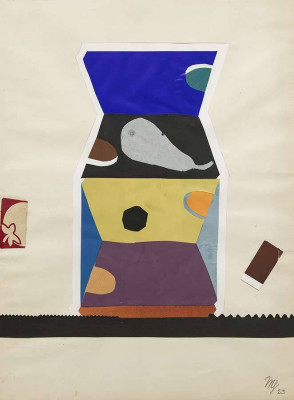 Marlene Gaßmann, Dekoratives Gefäß, 2023 <br /> Collage, 56 x 42 cm, <br /><strong> Startpreis 450 € </strong>