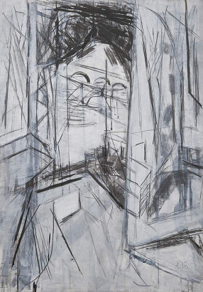 Ausblick – ins Licht (zu Schostakowitsch) · 2015<br/>
Mischtechnik auf Papier · 118 x 83 cm