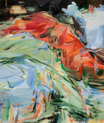 Staffelung, aus der Reihe Berg, 2022<br /> Eitempera auf Leinwand, 100 x 85 cm,