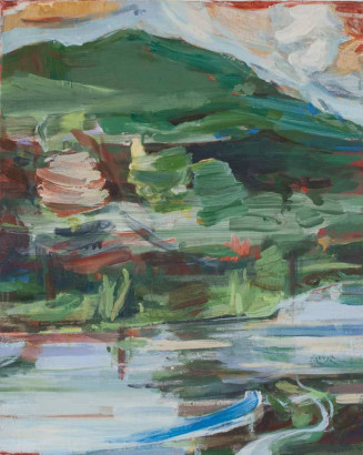 Alte Spree, aus der Reihe Am Fluss, 2020, >br/>Eitempera auf Leinwand, 50 x 40 cm