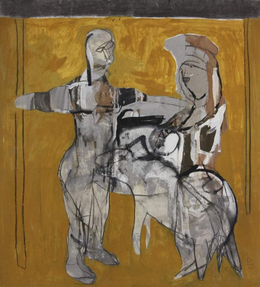 »Tanz mit Tier«, 2001<br />
Mischtechink auf Papier, 70 x 60cm