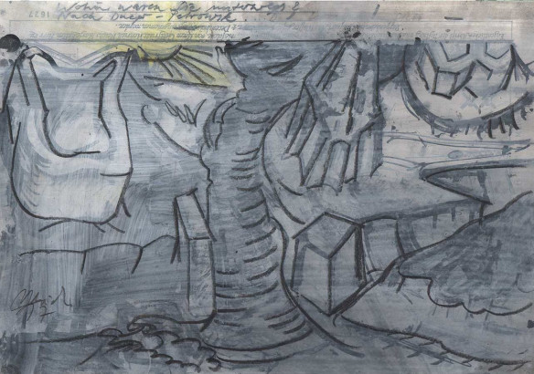 Dnepropetrovsk · 2017<br/>
Tusche, Deckweiß, Farbstift auf Papier · 21,7 x 29,0 cm